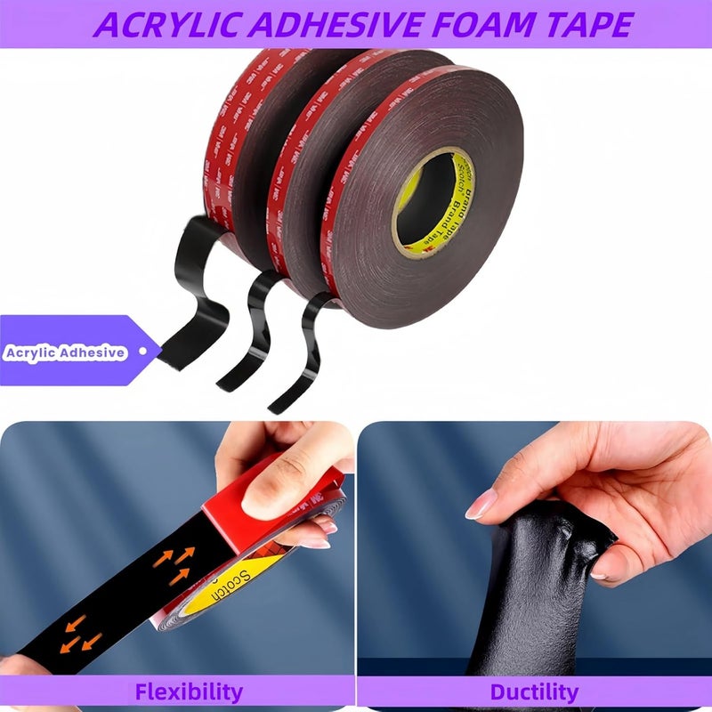 Gasenvan Double Sided Tape Heavy Duty, Mounting Adhesive Tape 1/2 in x 15.4 ft, Waterproof Adhesive Strip Tape for Indoor & Outdoor, Automotive Trim, Garage,LED Strip Lights, Home Decor - Image 4
